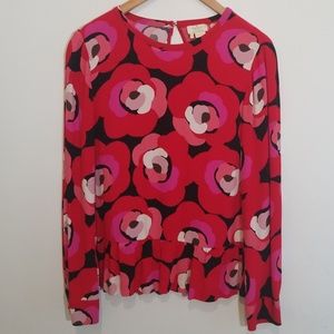 Kate Spade Hot Pink Floral Blouse M